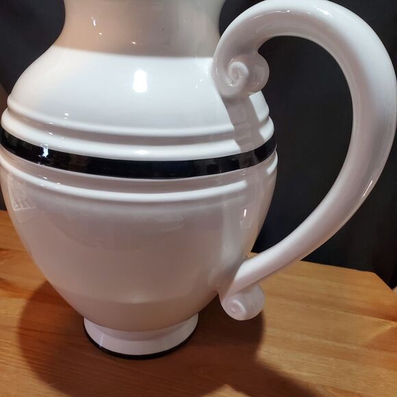 Farval Ceramics Large Pitcher Black & White, Handcrafted In Portugal - Picture 4 of 10